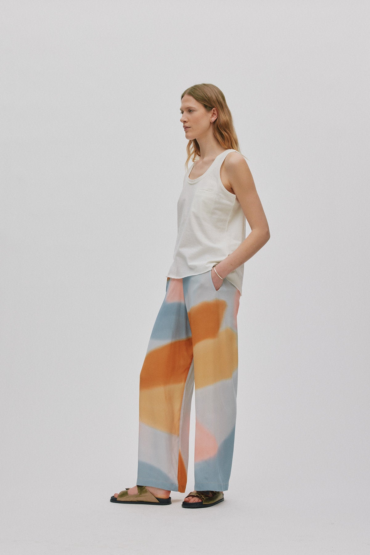 Abbi - Vintage jersey pocket tank top I Chalk 2 - Rabens Saloner