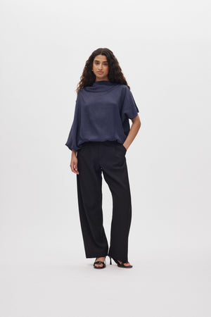 Mist - Ripple drape blouse I Dark Blue Dark Blue XS 2 - Rabens Saloner