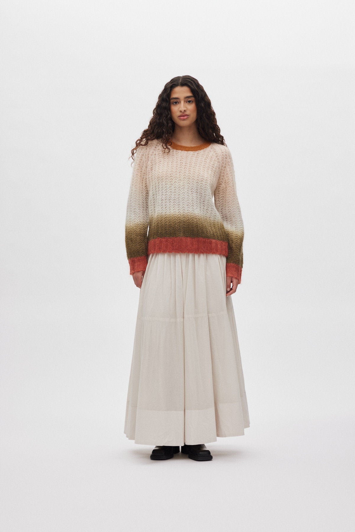 Jasmin - Faded knit boxy sweater I Rust combo 2 - Rabens Saloner