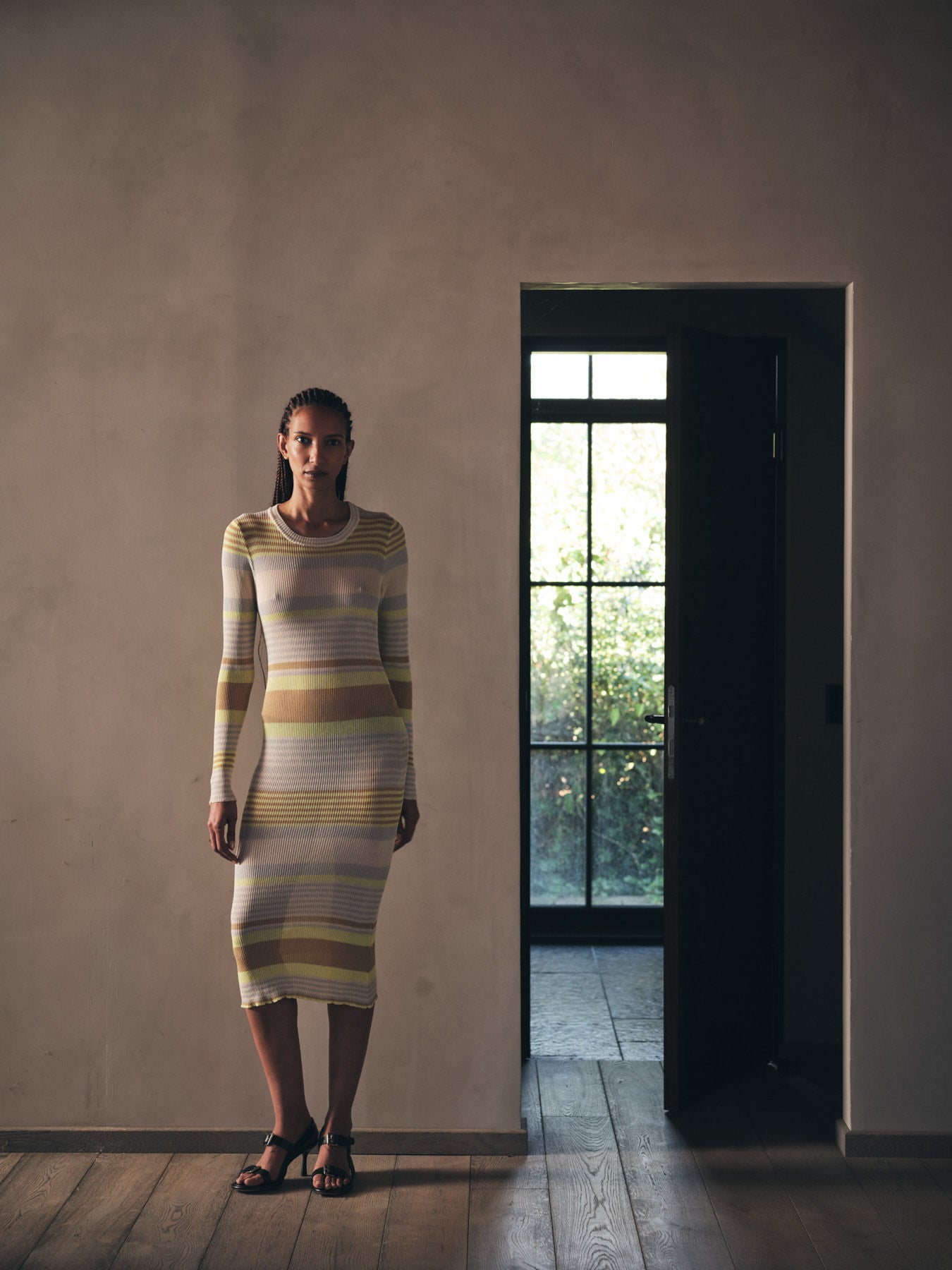Inua - Ribbed stripes knit dress I Soft lime stripe 8 - Rabens Saloner