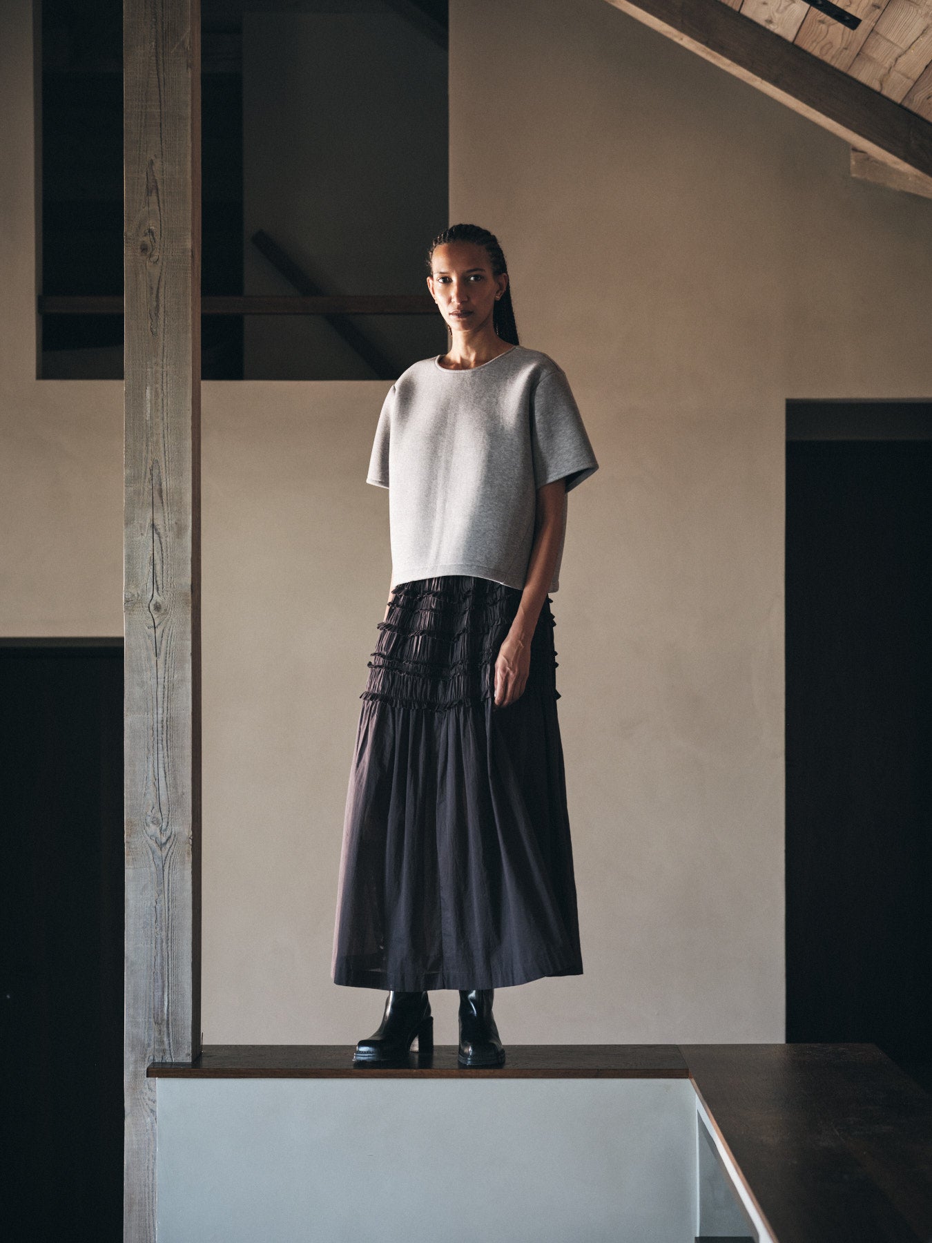 Anjo - Varsity boxy top I Grey melange 4 - Rabens Saloner