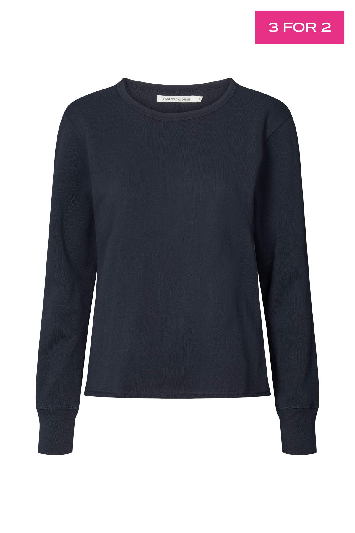 Hila - Light stretch crew neck top I Navy 1 - Rabens Saloner