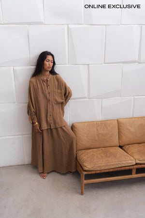 Jumana - Crinkled flared skirt I Walnut Walnut XS 3 - Rabens Saloner
