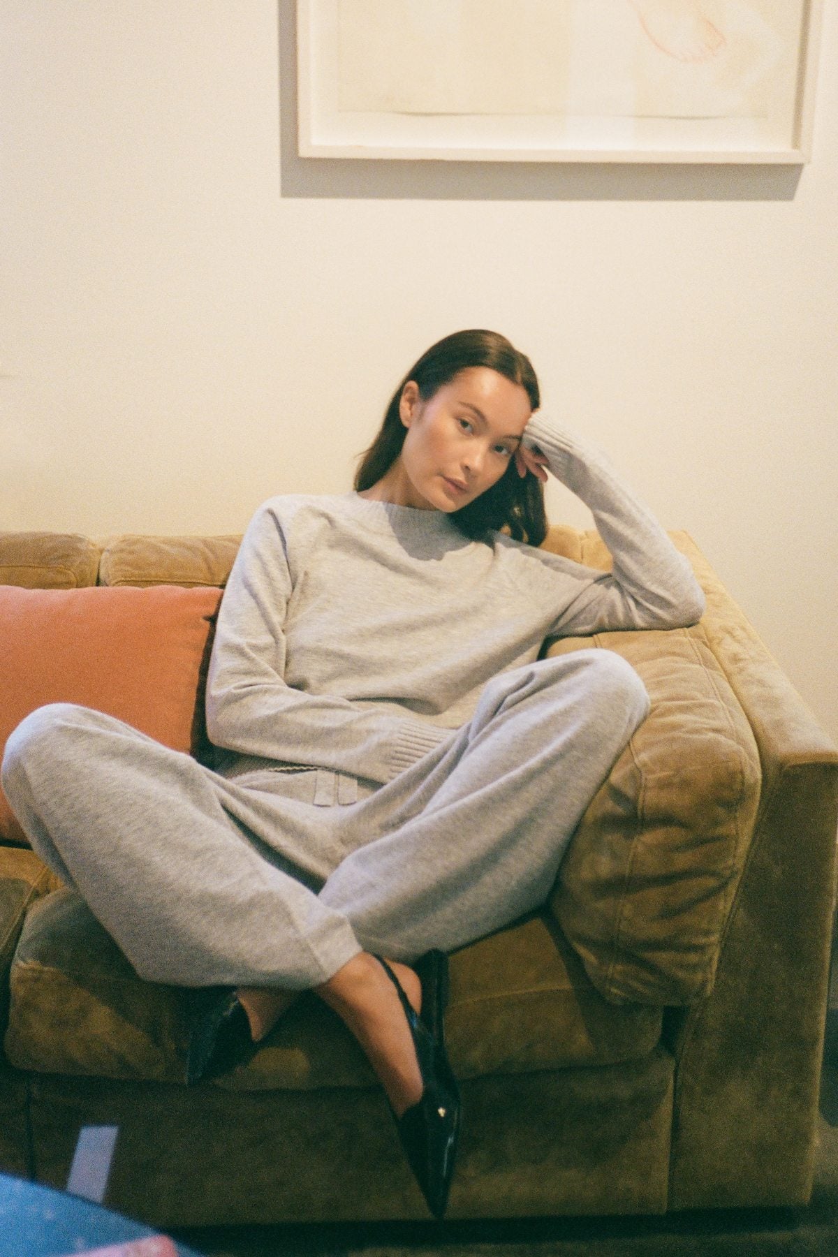 Ruca - Knit lounge boxy sweater I Grey melange 3 - Rabens Saloner