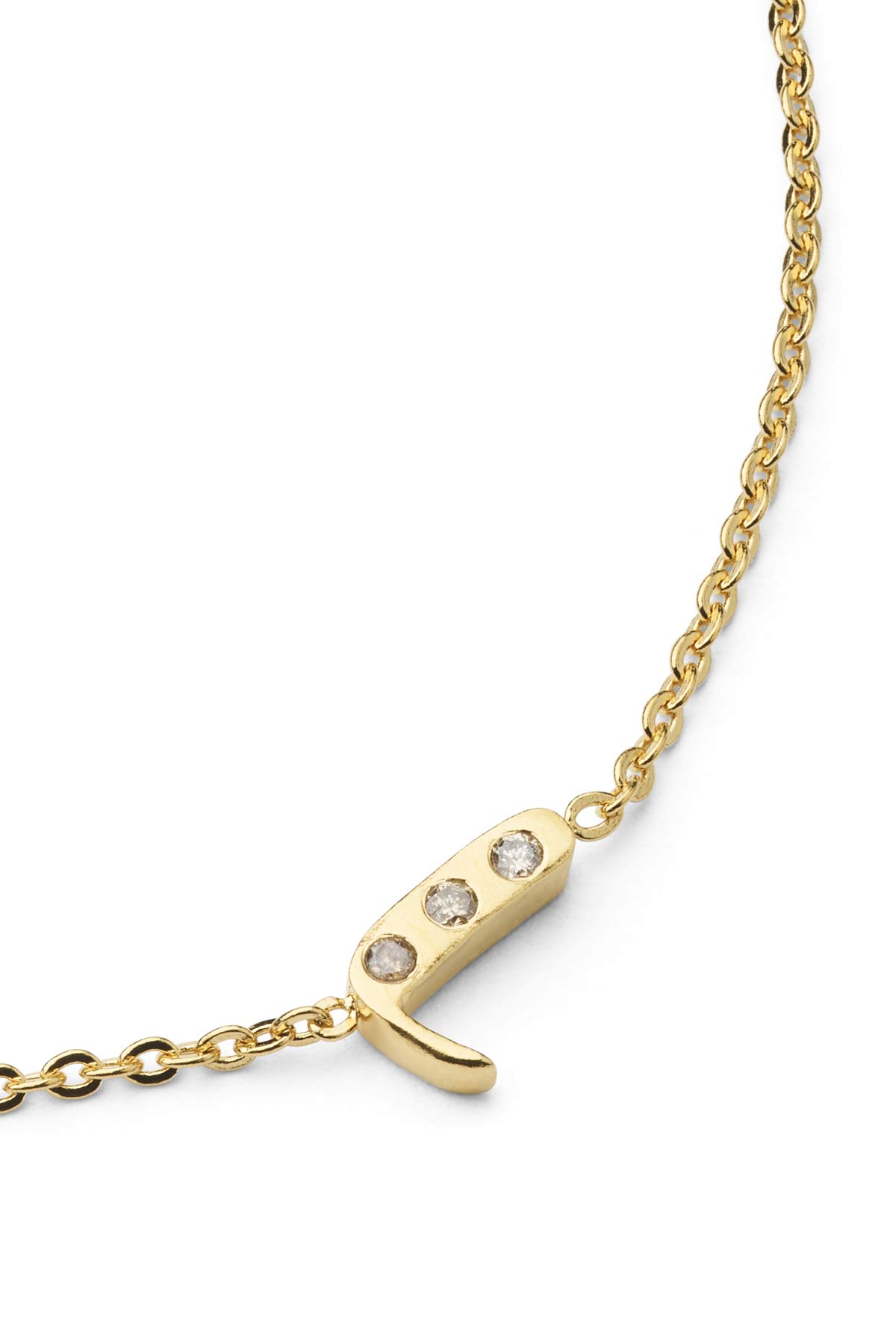 Diamond letter necklace - Rabens Momento I Gold w/ Champagne diamond Gold w/ Champagne diamond L 5 - Rabens Saloner