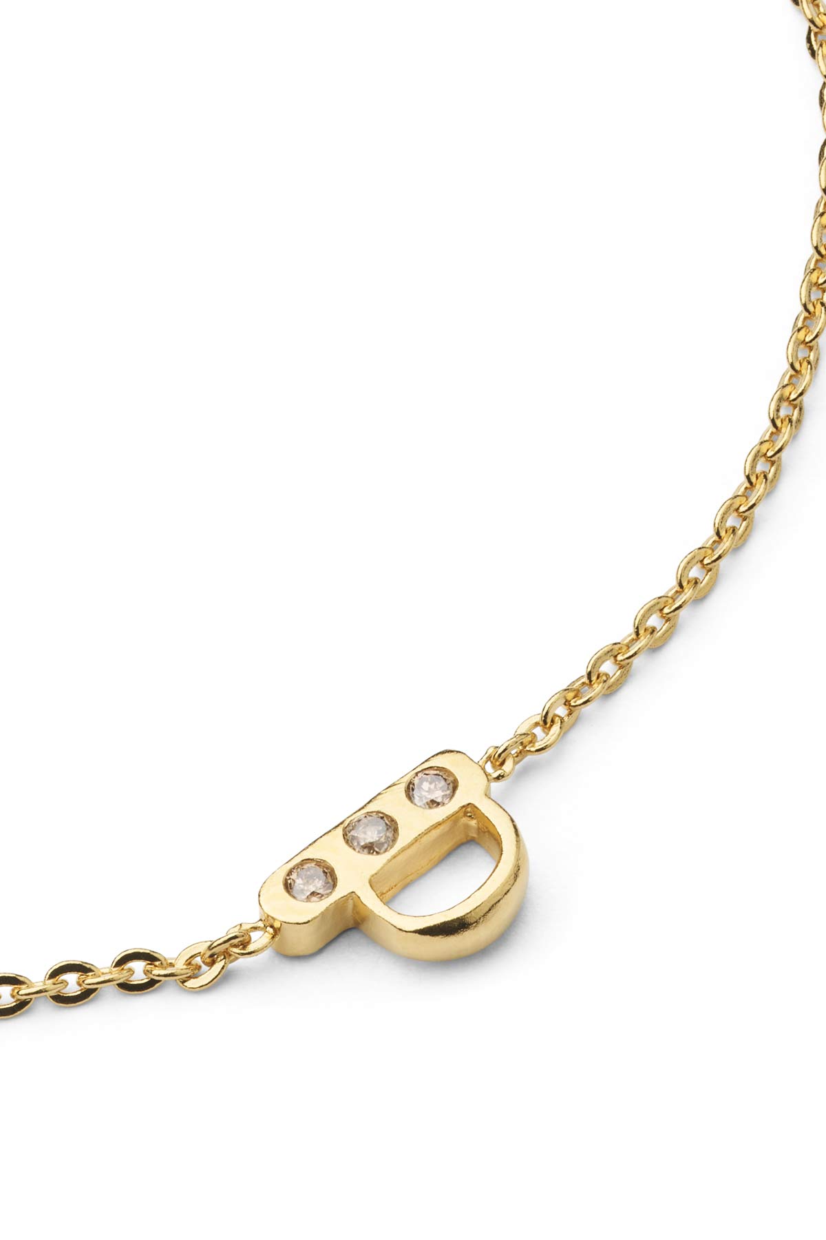Diamond letter necklace - Rabens Momento I Gold w/ Champagne diamond