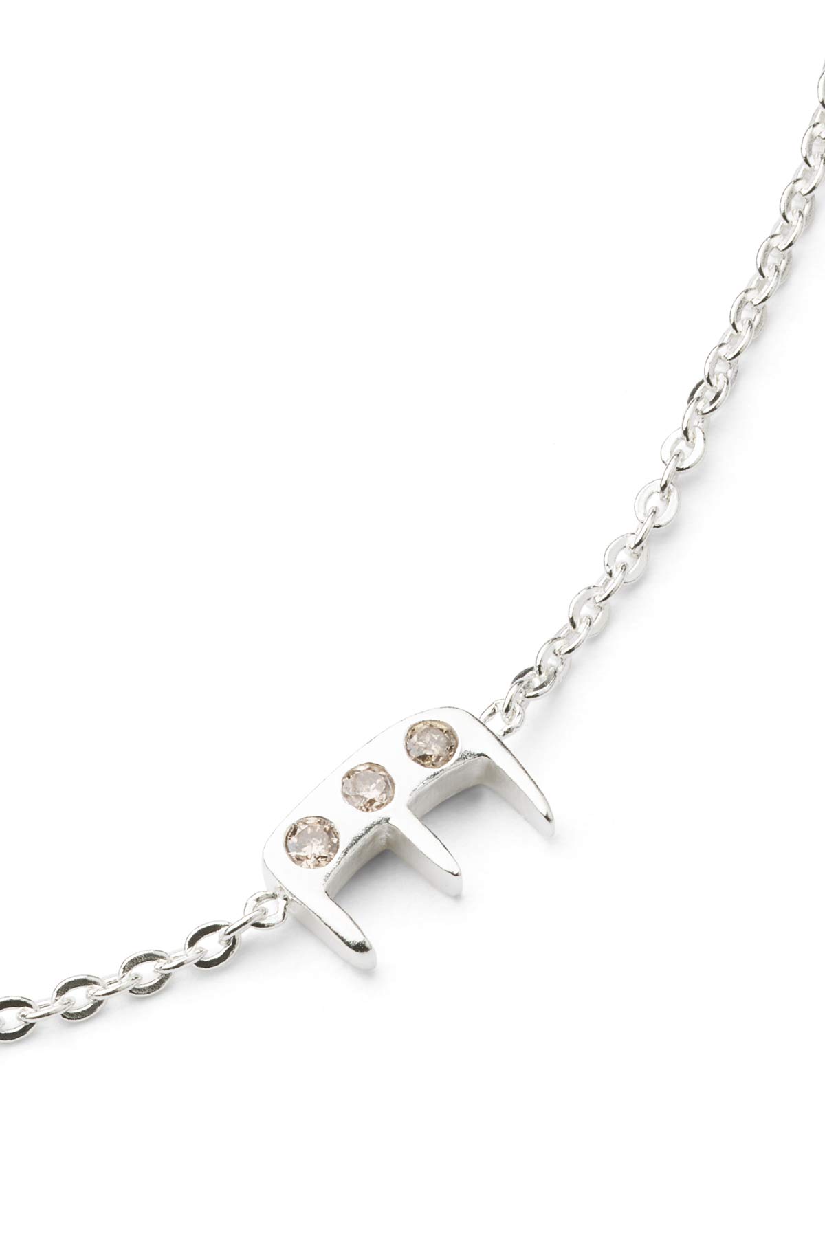 Diamond letter necklace - Rabens Momento I Silver w/ Champagne diamond Silver w/ Champagne diamond E 16 - Rabens Saloner