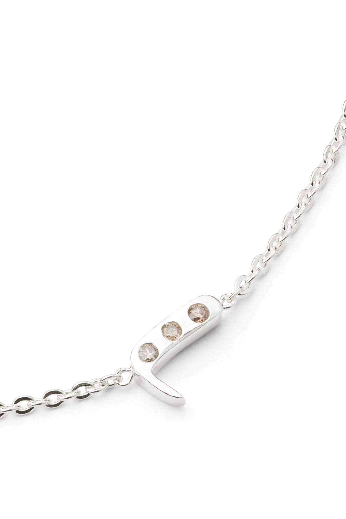 Diamond letter necklace - Rabens Momento I Silver w/ Champagne diamond Silver w/ Champagne diamond L 6 - Rabens Saloner