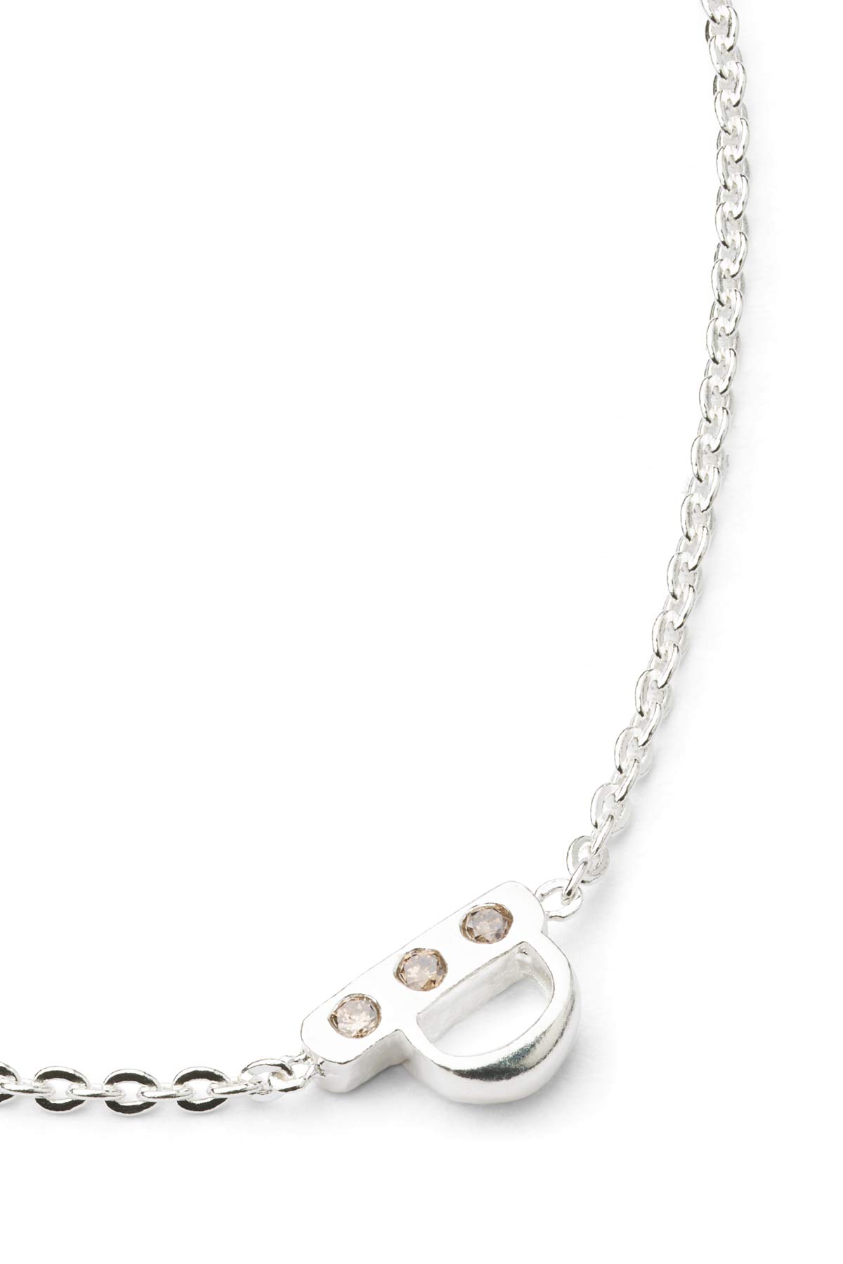 Diamond letter necklace - Rabens Momento I Silver w/ Champagne diamond