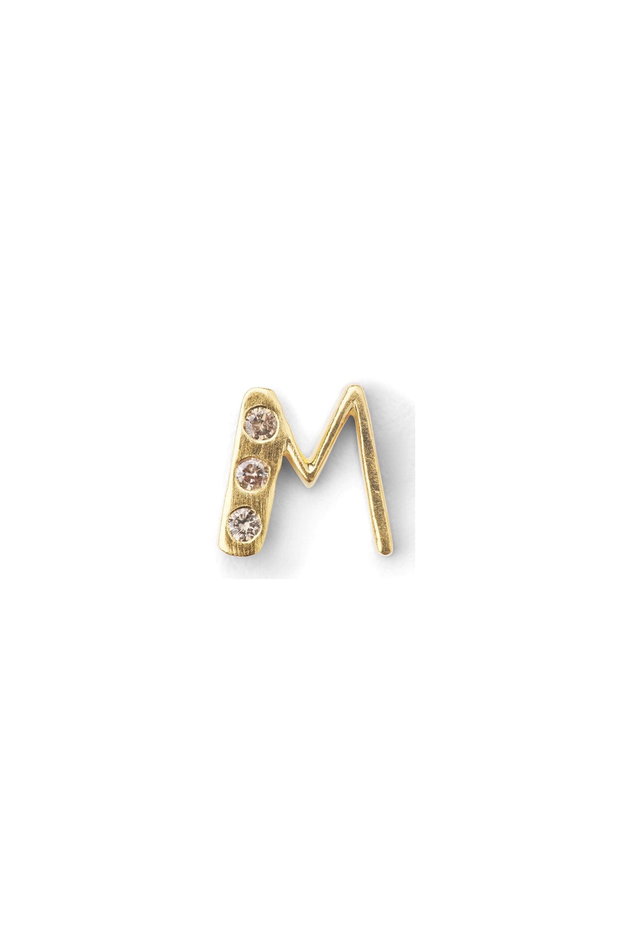 Diamond letter ear stud - Rabens Momento I Gold w/ Champagne diamond Gold w/ Champagne diamond M 3 - Rabens Saloner
