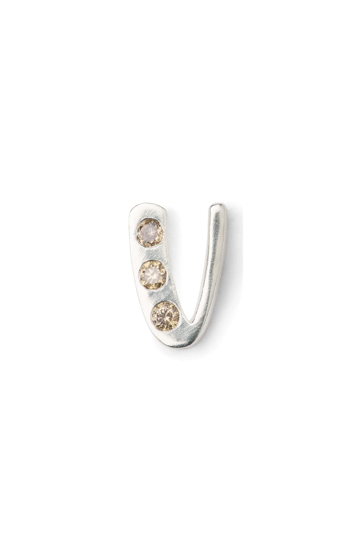 Diamond letter ear stud - Rabens Momento I Silver w/ Champagne diamond