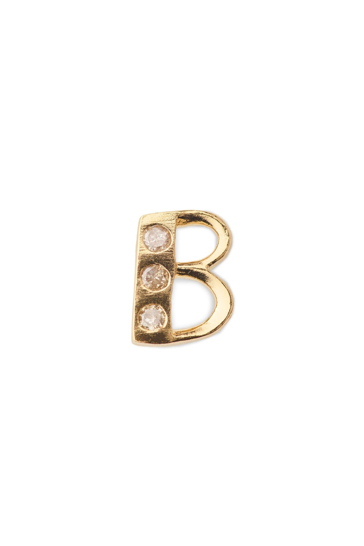 Diamond letter ear stud - Rabens Momento I Gold w/ Champagne diamond Gold w/ Champagne diamond B 9 - Rabens Saloner