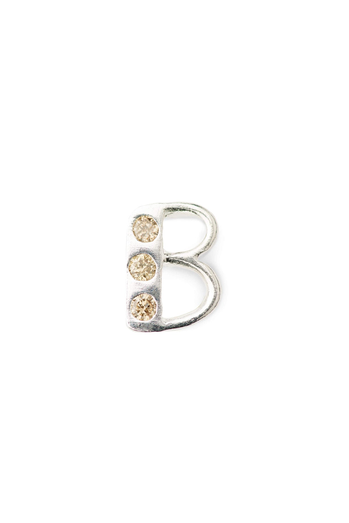 Diamond letter ear stud - Rabens Momento I Silver w/ Champagne diamond Silver w/ Champagne diamond B 9 - Rabens Saloner