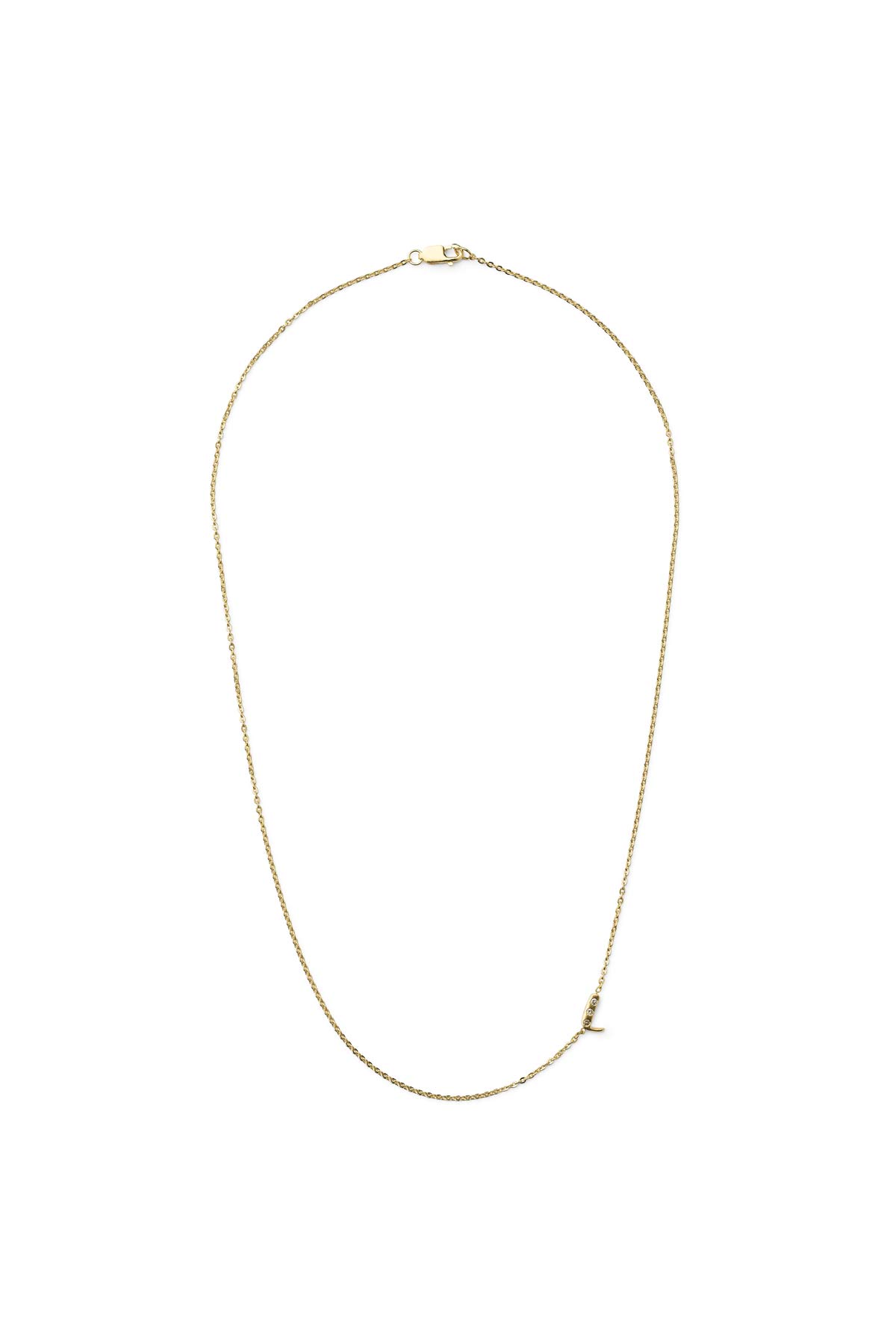 Diamond letter necklace - Rabens Momento I Gold w/ Champagne diamond 6 - Rabens Saloner