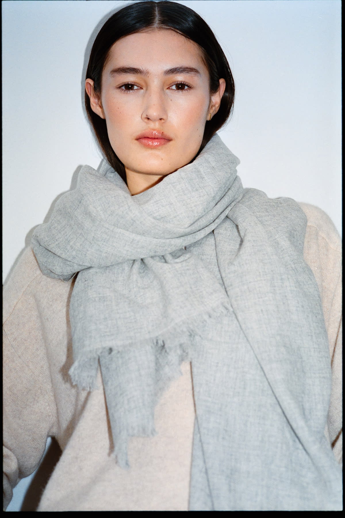 Caroliva - Wool cash scarf I Light grey melange Light grey melange O/S 2 - Rabens Saloner