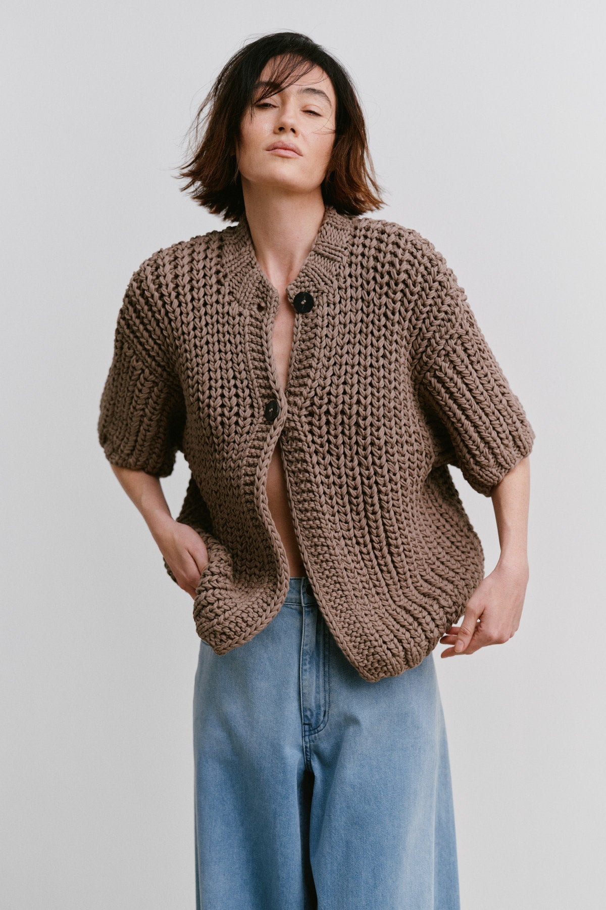 Alice - Rope knit cardigan I Walnut 3 - Rabens Saloner