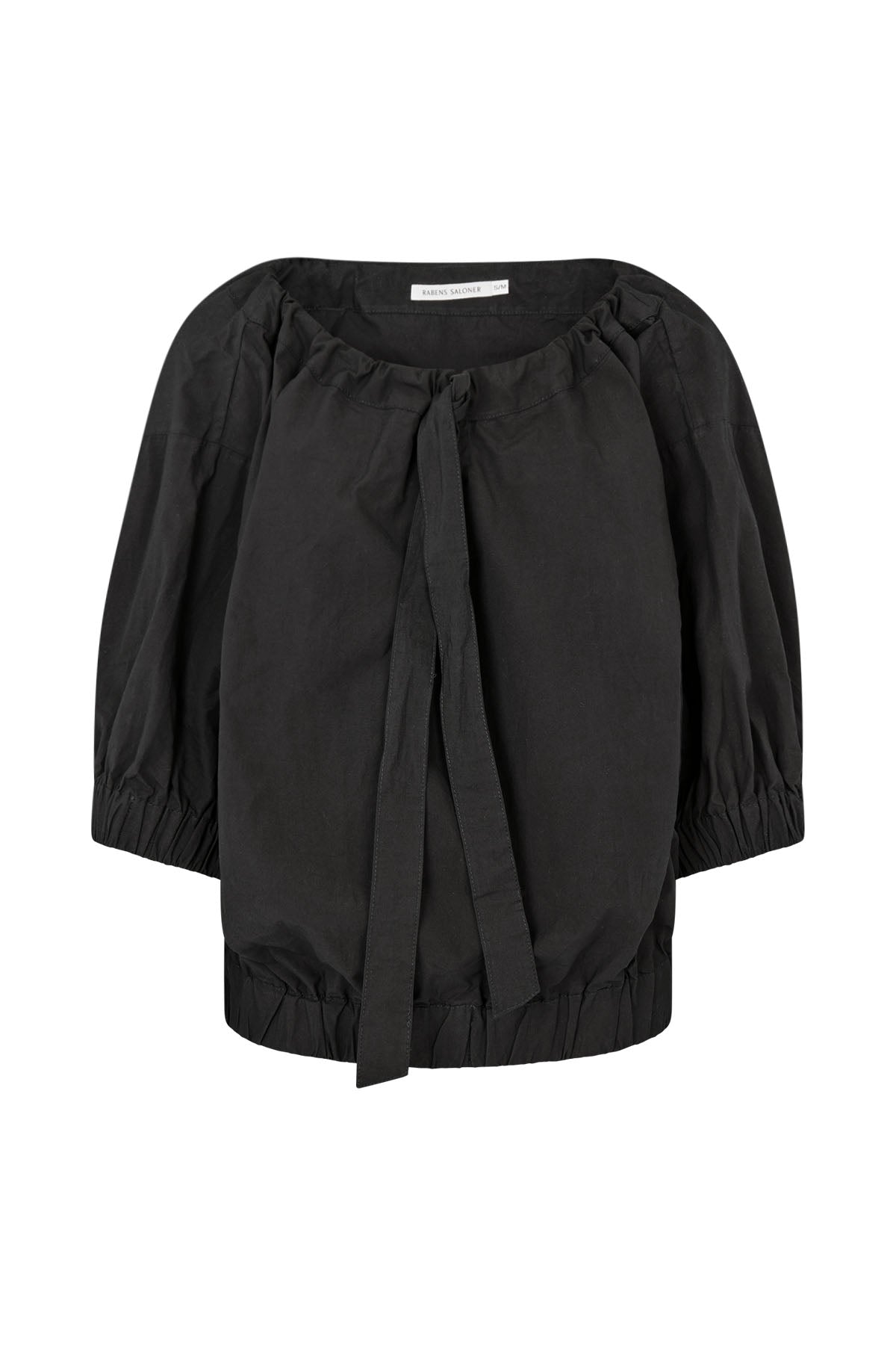 Ingefred - Poplin gathered top I Black 4 - Rabens Saloner