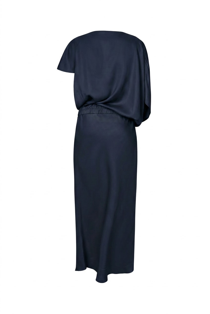 Mila - Ripple drape dress I Dark Blue 2 - Rabens Saloner