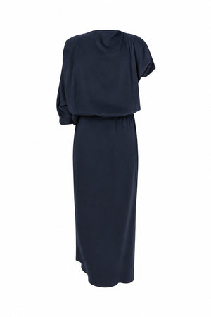 Mila - Ripple drape dress I Dark Blue Dark Blue XS 1 - Rabens Saloner