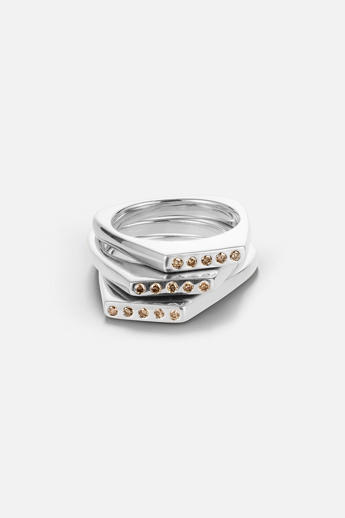 Diamond ring medium - Rabens Momento I Silver w/ Champagne diamond 3 - Rabens Saloner