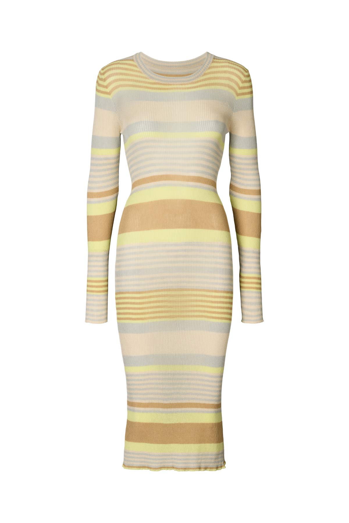 Inua - Ribbed stripes knit dress I Soft lime stripe Soft lime stripe XS 4 - Rabens Saloner