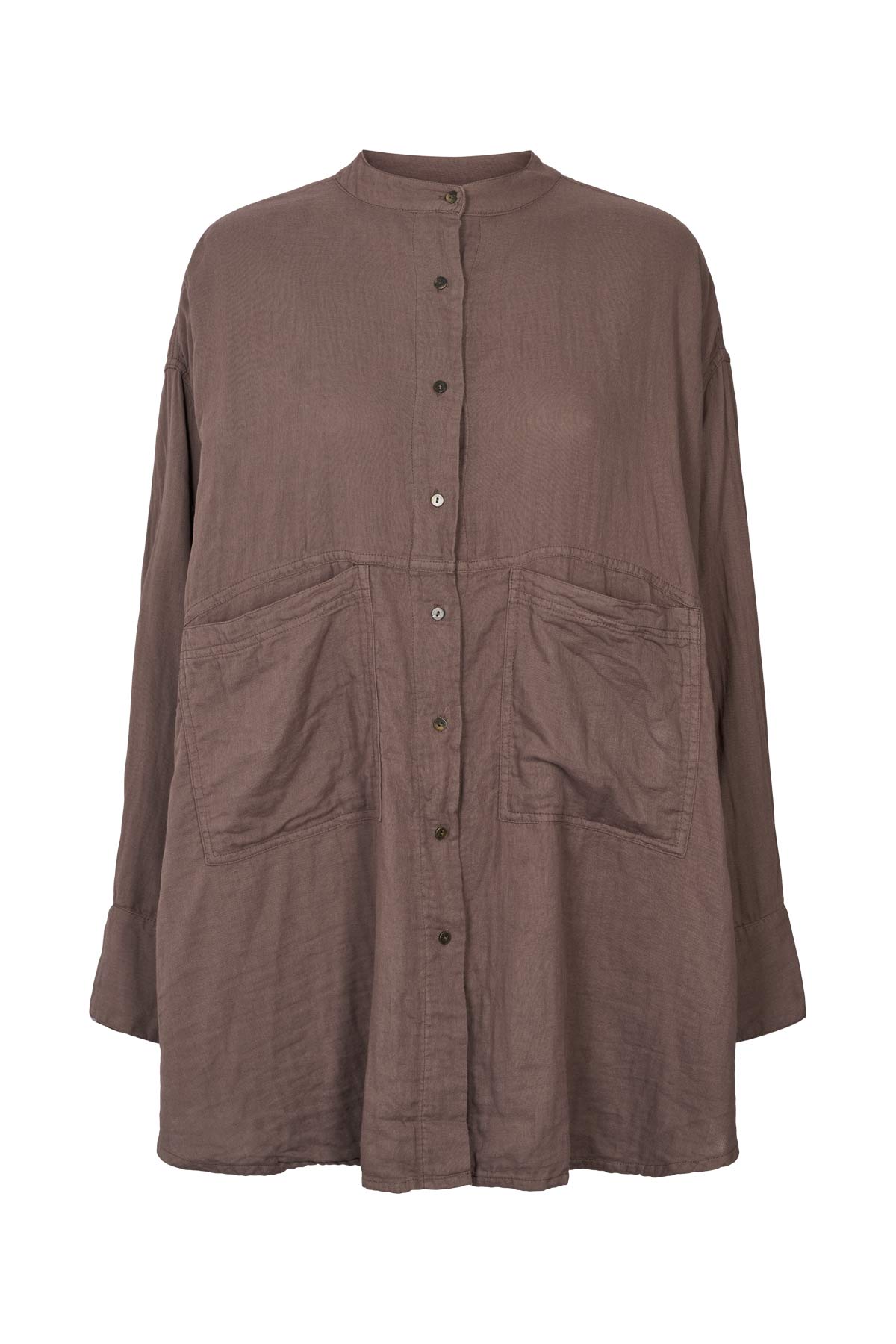 Sonja - Cotton double oversized shirt I Brown 4 - Rabens Saloner
