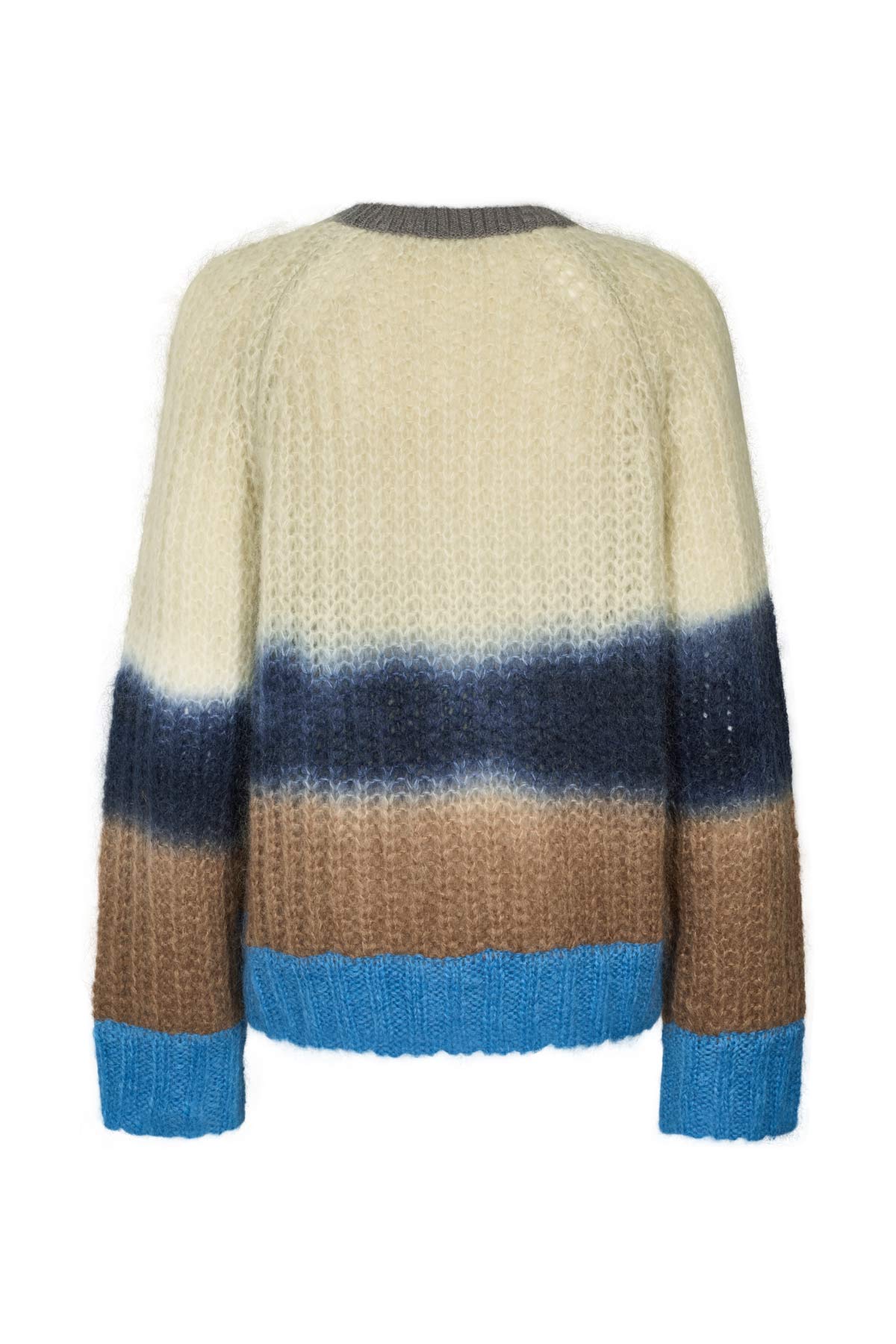 Jasmin - Faded knit boxy sweater I Blue combo 5 - Rabens Saloner