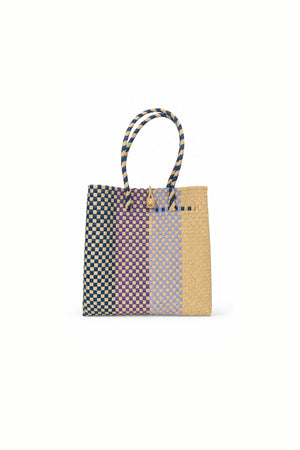 Woven Tote Bag - Rabens Saloner I Blue/Beige Combo Blue/Beige Combo 1 - Rabens Saloner